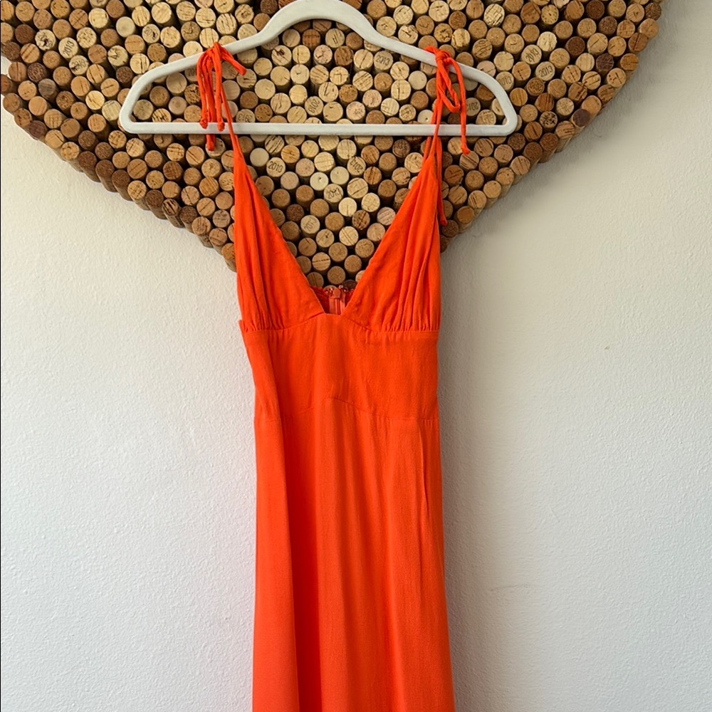 Reformation Midi Talita Tie Strap Dress, Orange size 6